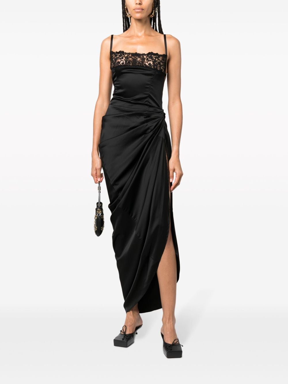 JACQUEMUS La Saudade Floral-Embroidered Tulle-Panel Minidress Black Black