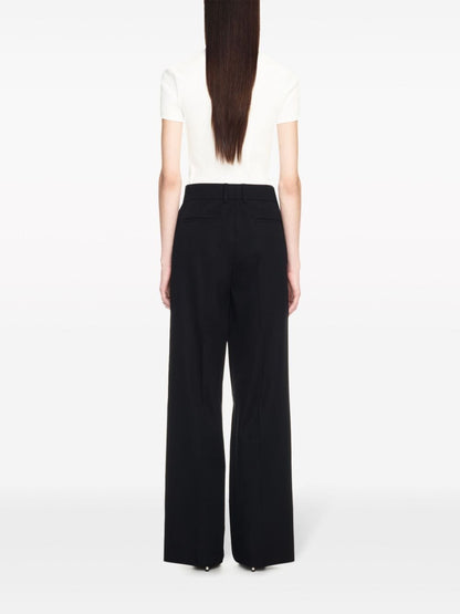 Off White Wide-Leg Piped Cotton Track Pants Black