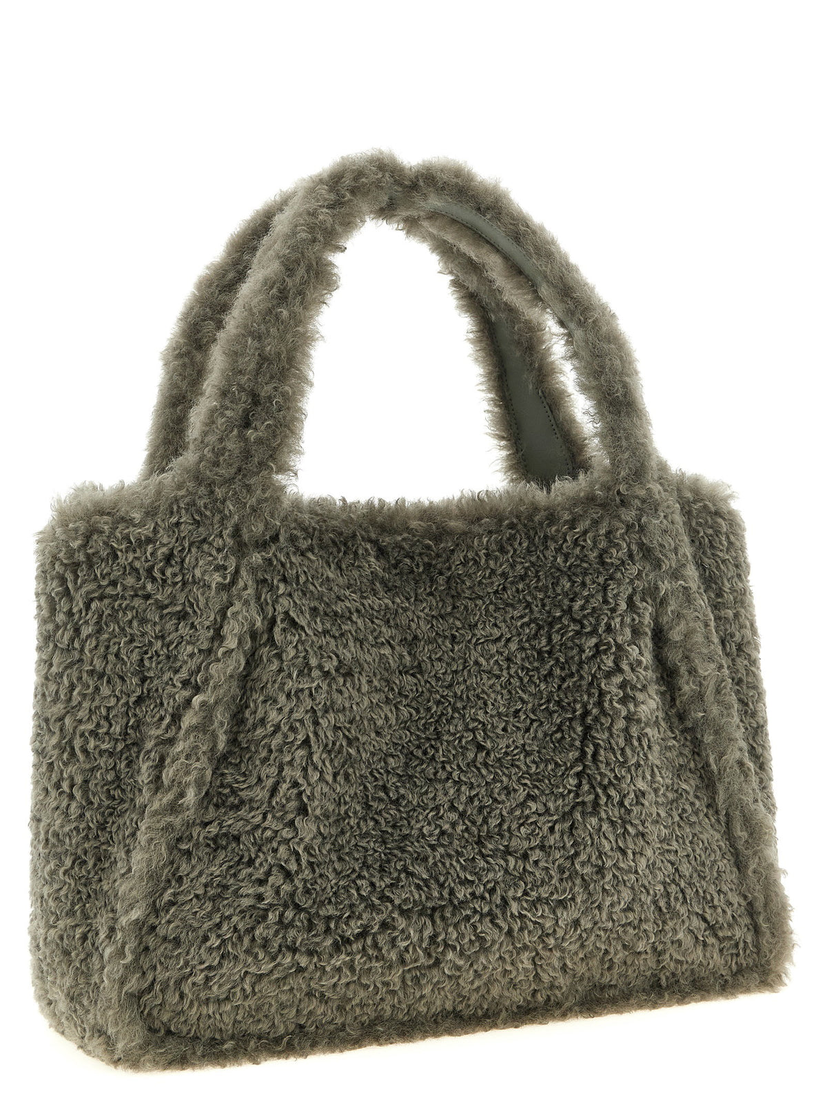 Stella Mccartney Shearling Logo Shopping Bag Gray