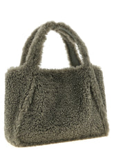 Stella Mccartney Shearling Logo Shopping Bag Gray