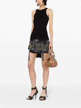 Blumarine Ribbed Stretch-Cotton Rhinestone Embellished Sleeveless Top Black Black