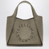 Stella McCartney Medium Stella Logo Tote Bag in Khaki Suede Green