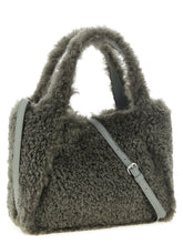 Stella Mccartney Shearling Logo Shopping Bag Gray