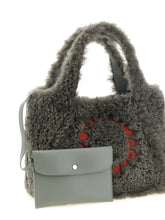 Stella Mccartney Shearling Logo Shopping Bag Gray