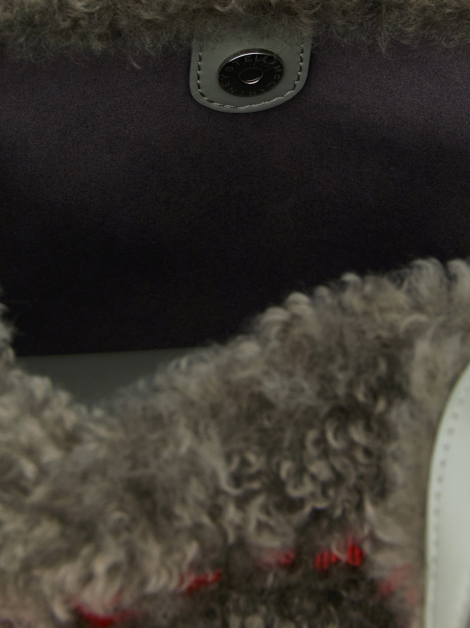 Stella Mccartney Shearling Logo Shopping Bag Gray