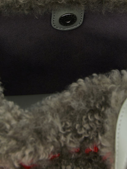 Stella Mccartney Shearling Logo Shopping Bag Gray