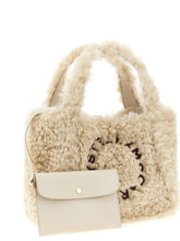 Stella Mccartney Shearling Logo Shopping Bag Beige