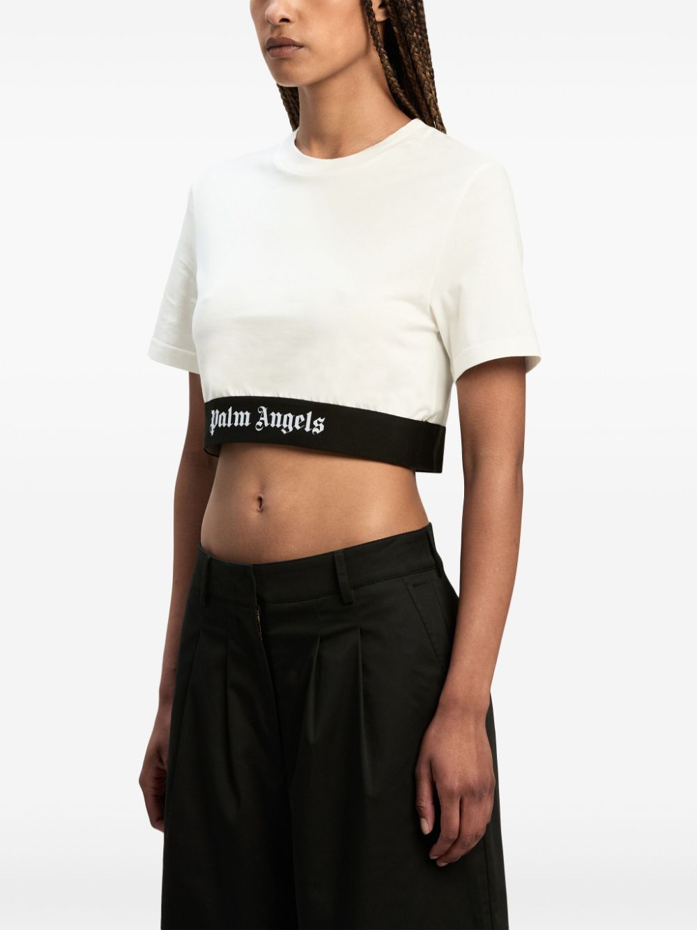 logo-underband cotton crop top