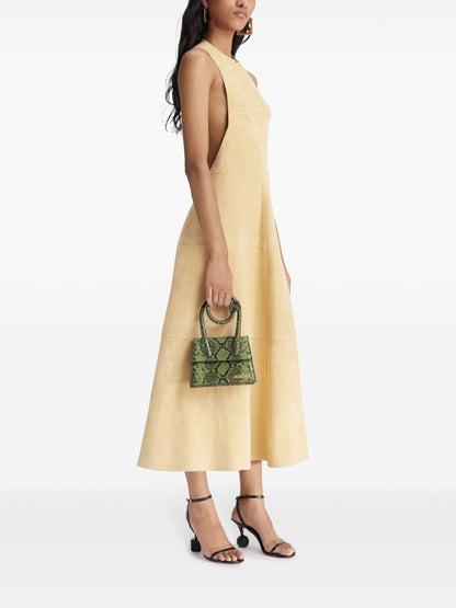 JACQUEMUS The Knot Chiquito Green Snakeskin-Effect Leather Handbag Green