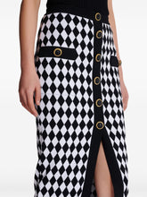 Balmain Diamond-Jacquard Knitted Midi Skirt Black black