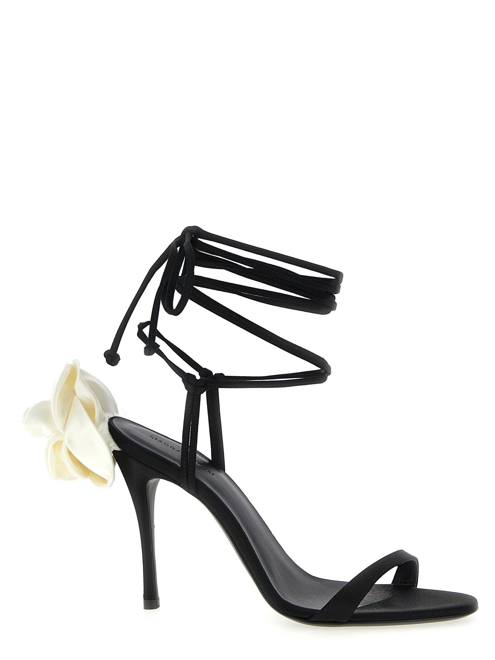 Magda Butrym Satin Sandals White/black