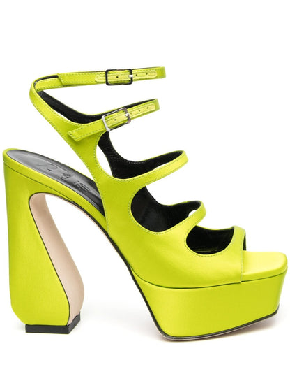 SI ROSSI 140mm Platform Leather Sandals Yellow