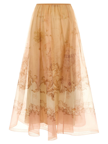 Zimmermann Hypnotic Organza Maxi Skirt Beige