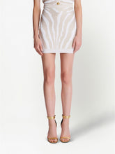 Balmain Zebra-Print Knitted Mini Skirt White White