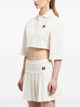 Palm Angels Cropped Logo-Print Polo Shirt White