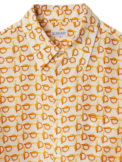 Burberry Silk Graphic Print Shirt Golden