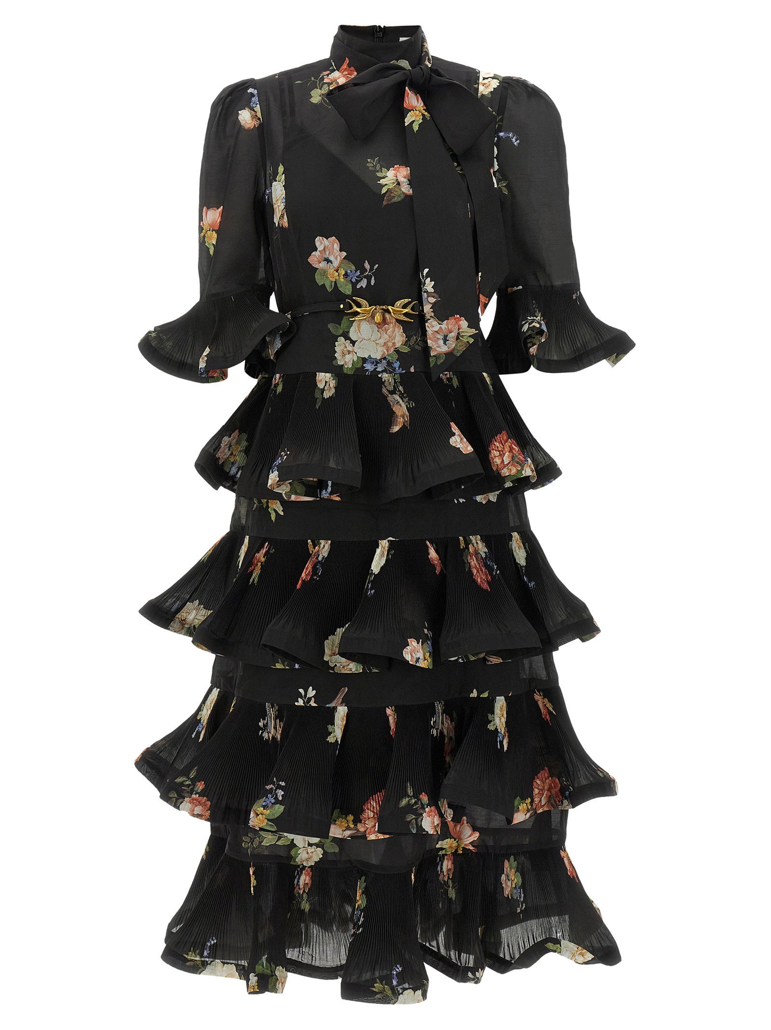 Zimmermann Pleated Sleeved Dress Black