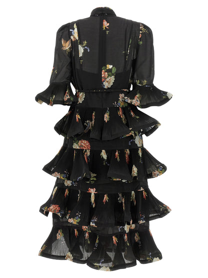 Zimmermann Pleated Sleeved Dress Black