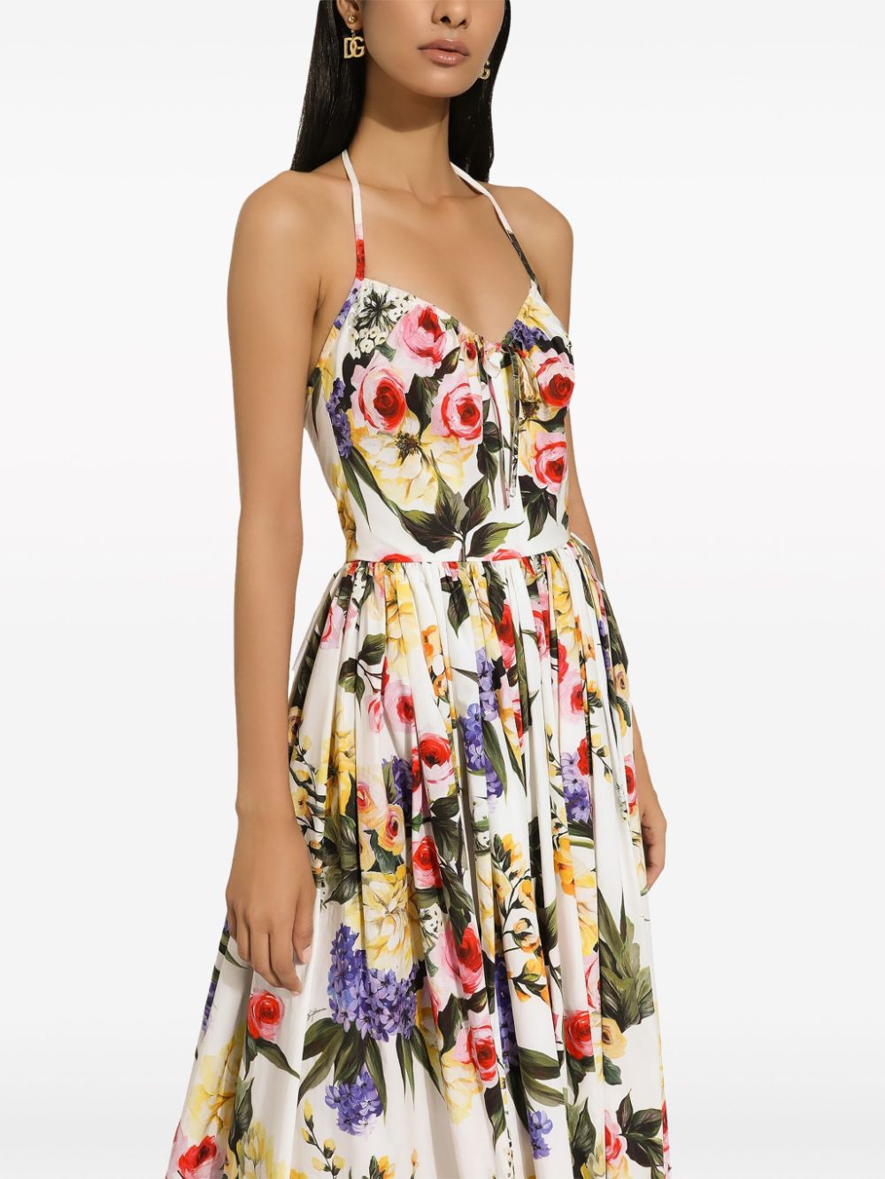 Garden-print midi dress