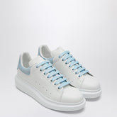Alexander Mcqueen Oversized Leather Sneakers with Powder Blue Suede Heel White
