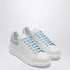 Alexander Mcqueen Oversized Leather Sneakers with Powder Blue Suede Heel White