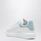 Alexander Mcqueen Oversized Leather Sneakers with Powder Blue Suede Heel White