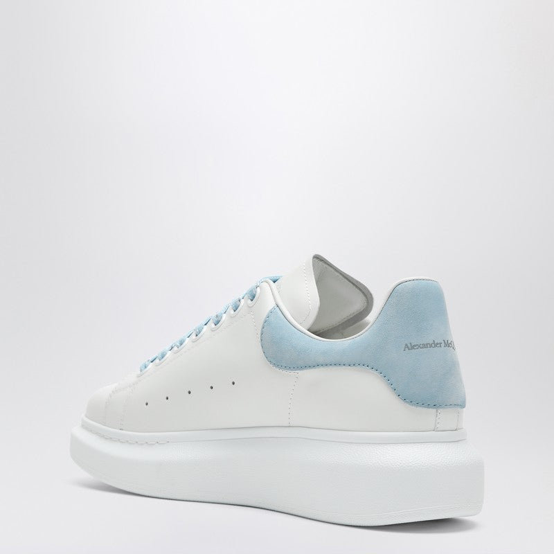 Alexander Mcqueen Oversized Leather Sneakers with Powder Blue Suede Heel White