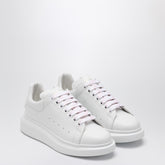 Alexander Mcqueen White Oversized Leather Sneakers with Pink Laces White