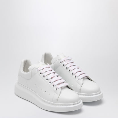Alexander Mcqueen White Oversized Leather Sneakers with Pink Laces White