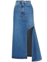 Alexander McQueen Denim Midi Skirt with Slashed Detailing Blue