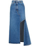 Alexander McQueen Denim Midi Skirt with Slashed Detailing Blue