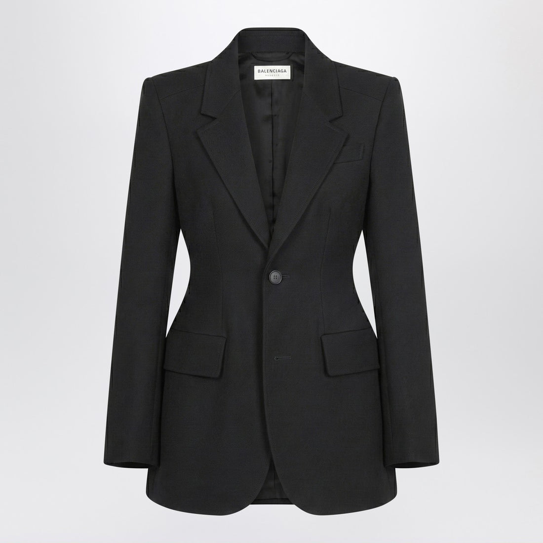 balenciaga hourglass wool jacket black