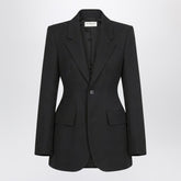 balenciaga hourglass wool jacket black