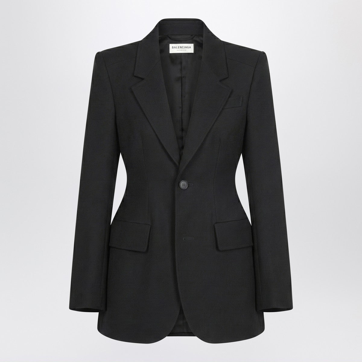 balenciaga hourglass wool jacket black