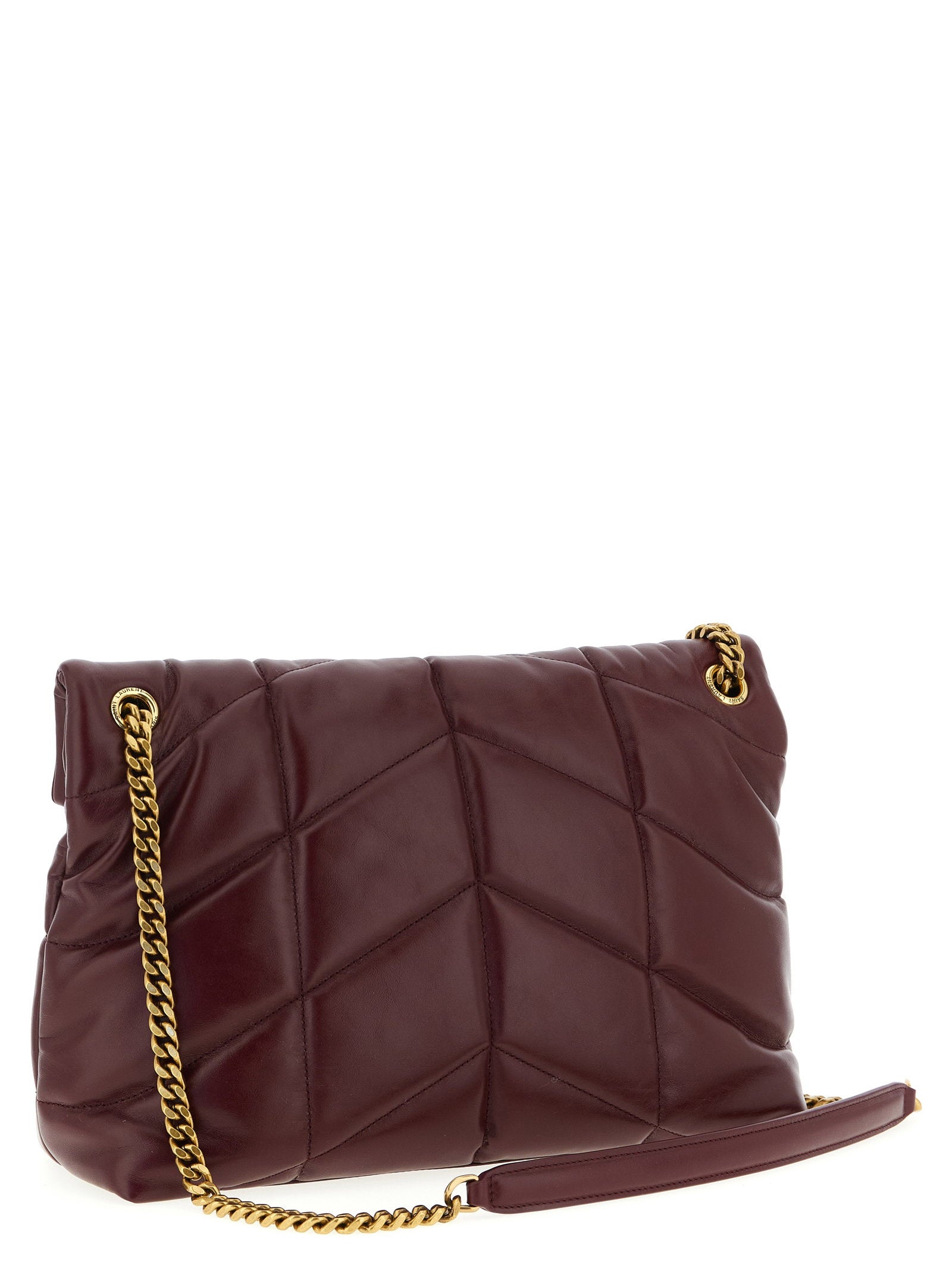 Saint Laurent Puffer Shoulder Bag Bordeaux