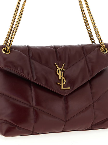 Saint Laurent Puffer Shoulder Bag Bordeaux