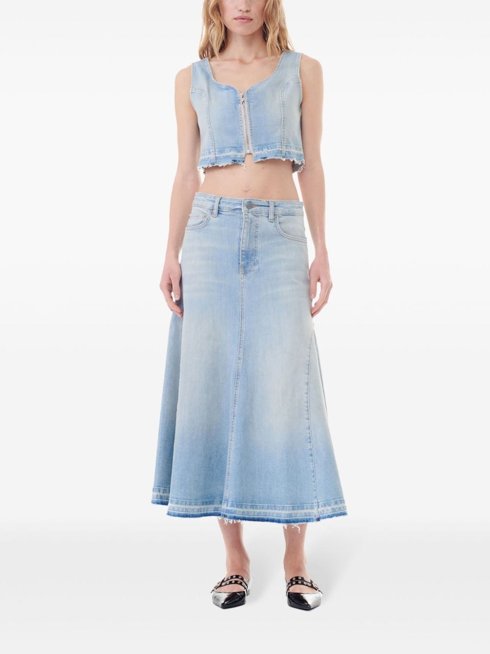 Ganni A-line Denim Skirt in Clear Blue Clear Blue