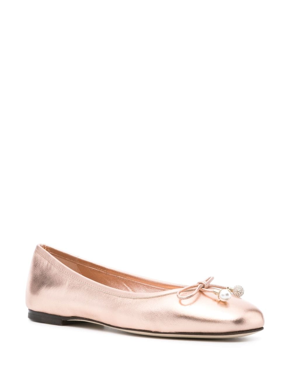 Jimmy Choo Elme Metallic Ballerina Flats Powder Pink