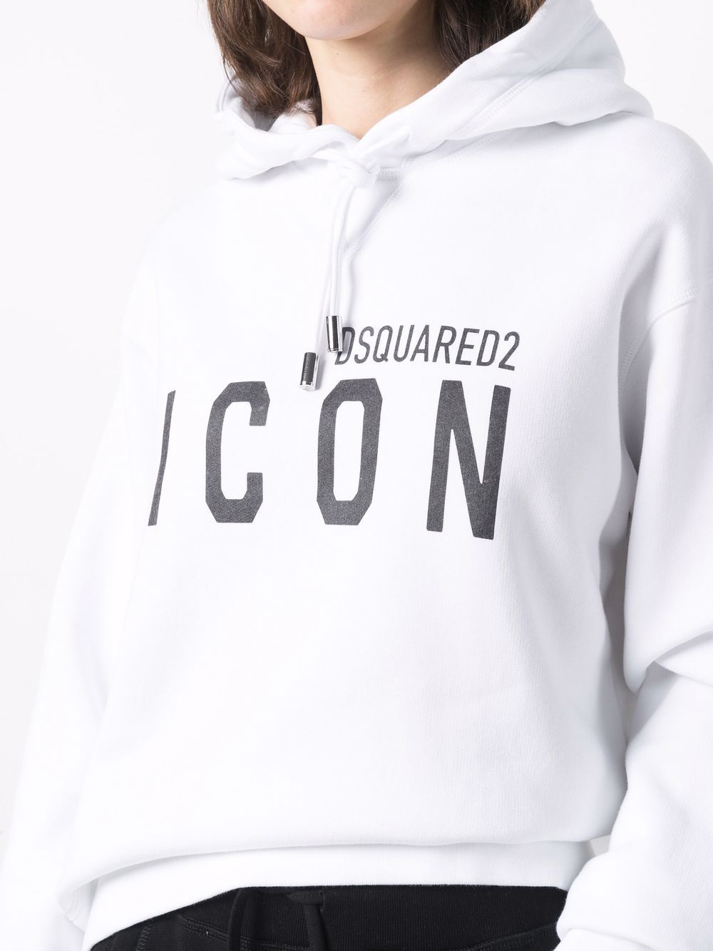 White cotton Icon-print hoodie