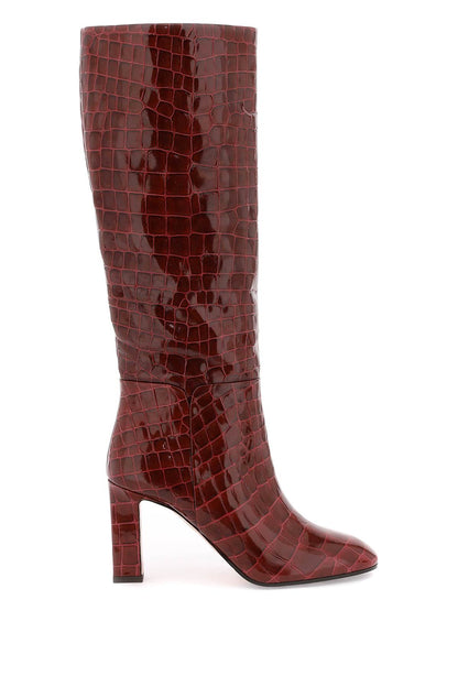 Sellier boots in croc-embossed leather