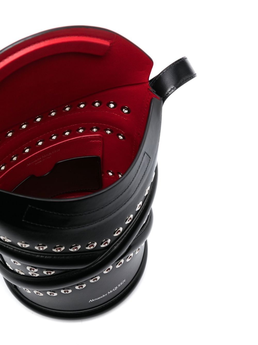Alexander Mcqueen The Curve Studded Leather Bucket Bag Black