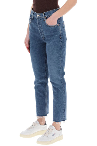 high-waisted straight cropped jeans