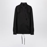 Valentino Black Wool-Mohair-Silk Shirt with Drawstring Hem Black