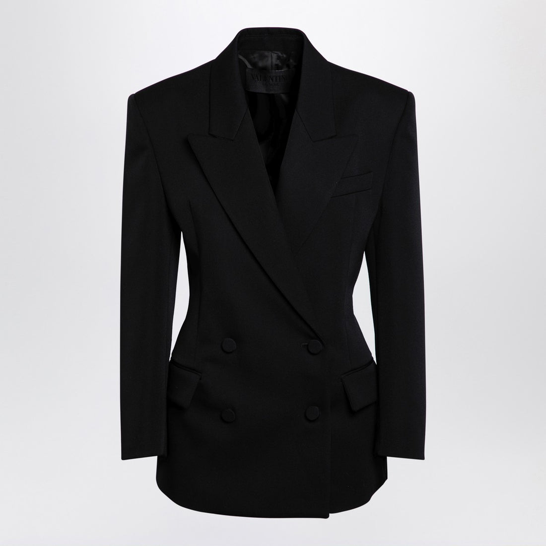 Valentino Double-Breasted Wool Jacket Black black