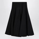 Valentino Black Silk Flounced Midi Skirt Black