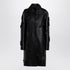Valentino Black Embroidered Leather Single-Breasted Coat Black