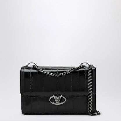 Valentino Garavani Medium VLogo Leather Shoulder Bag Black