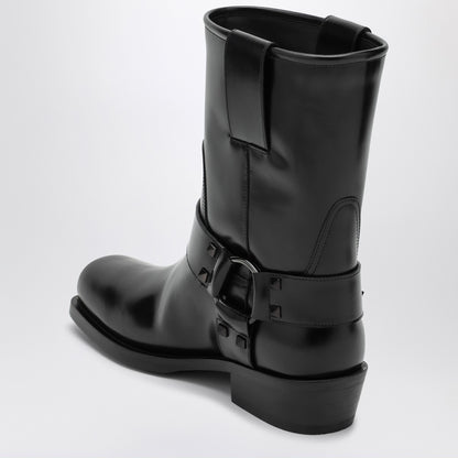 Valentino Garavani Biker Rockstud Leather Boots Black