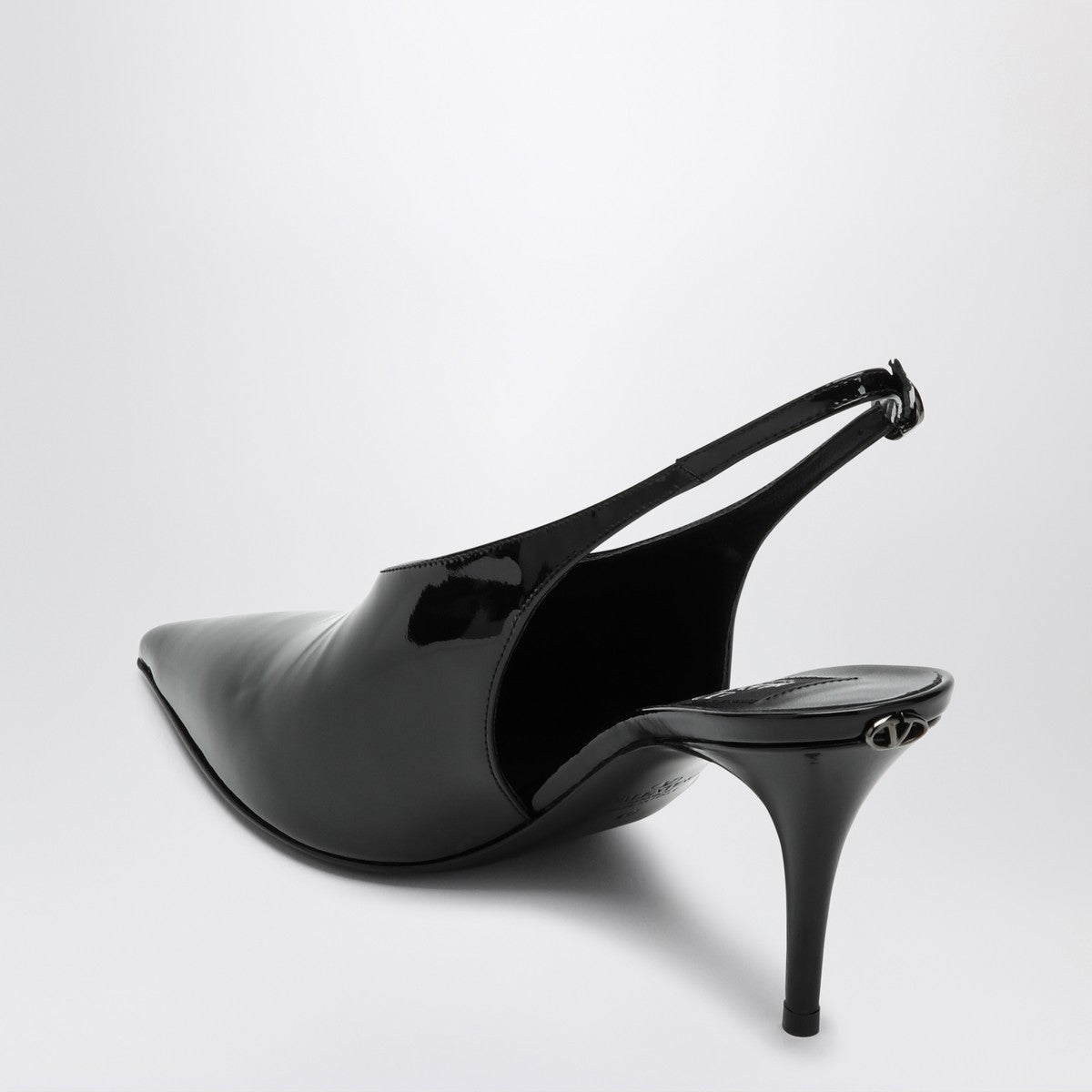 Valentino Garavani Le Salon Black Patent-Leather Slingback Pumps Black