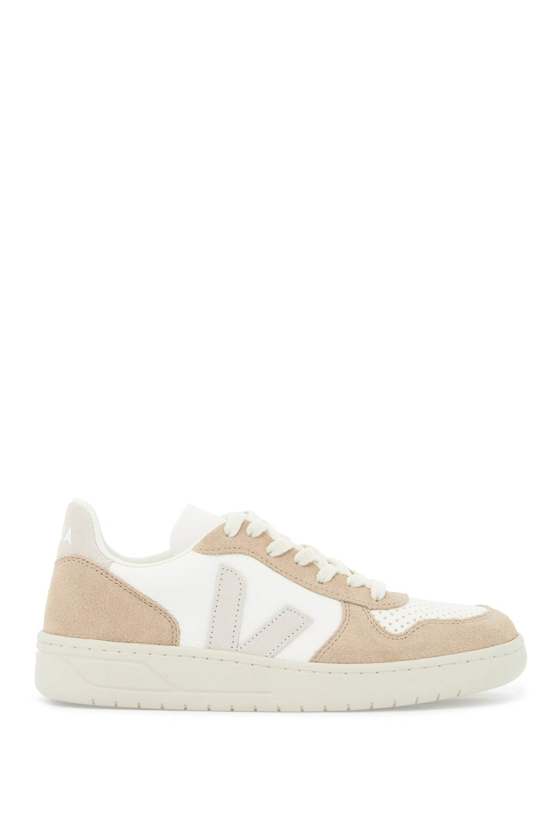 V-10 Mixed Leather Low-top Sneakers Beige